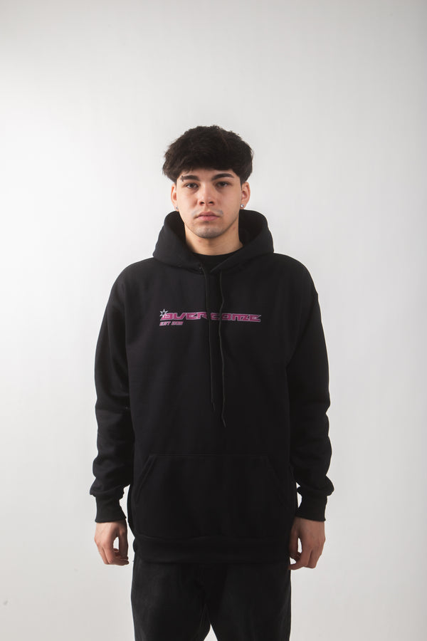 Moletom Canguru Overcome Neon Pink Preto