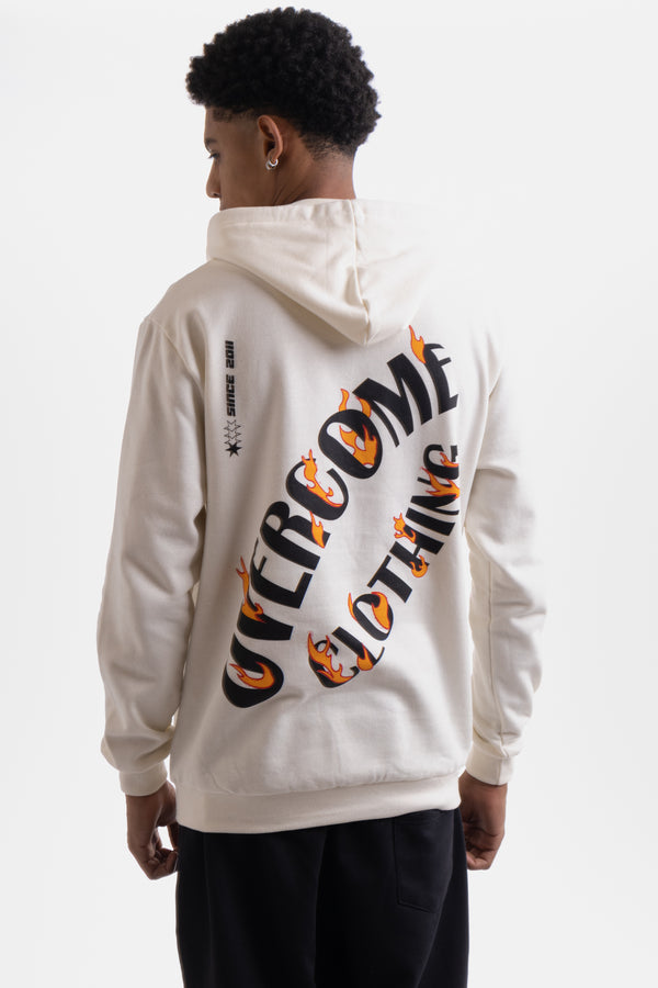 Moletom Canguru Overcome Fire Circle Off White