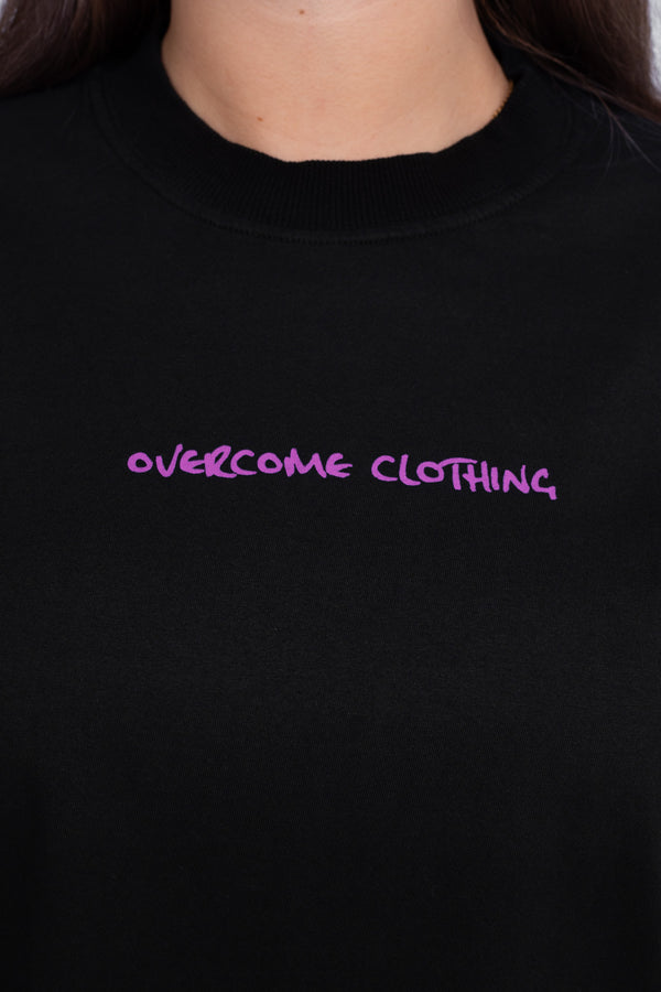 Camiseta Overcome Purple Lettering Preta