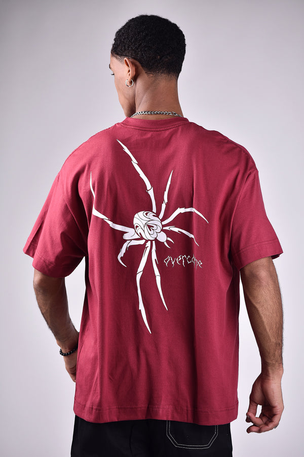 Camiseta Oversized Overcome Spider Bordô