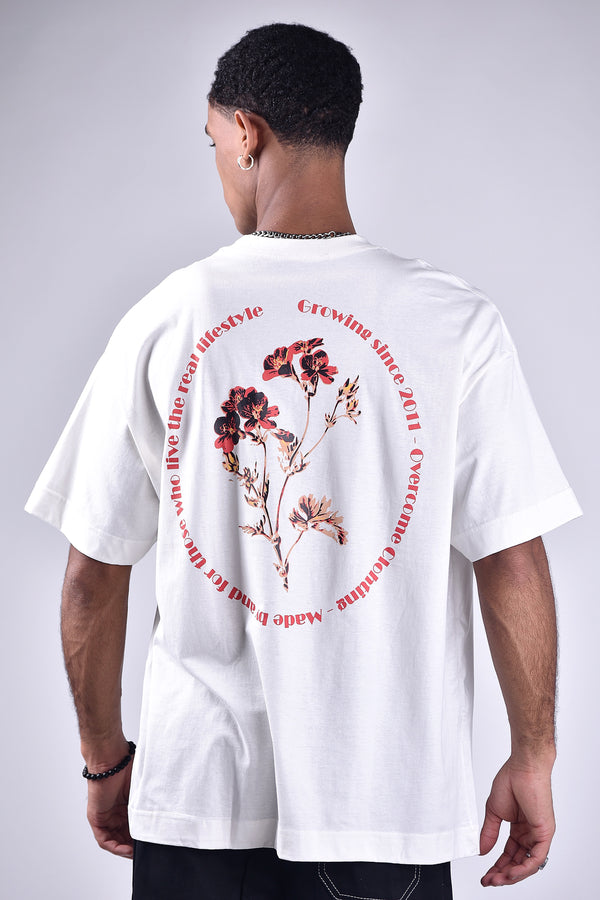 Camiseta Overcome Oversized Round Flower Off White