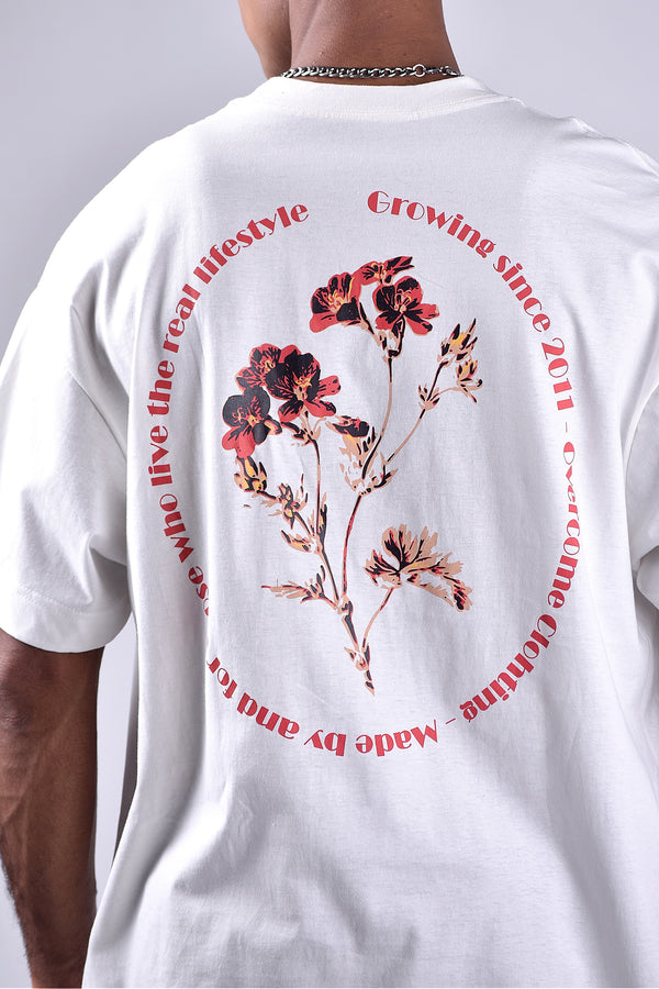 Camiseta Overcome Oversized Round Flower Off White