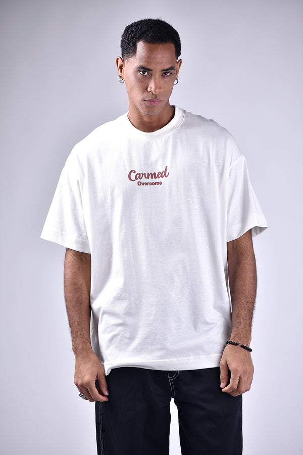 Camiseta Oversized Overcome Carmed Rainbow Off White
