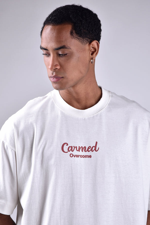 Camiseta Oversized Overcome Carmed Rainbow Off White