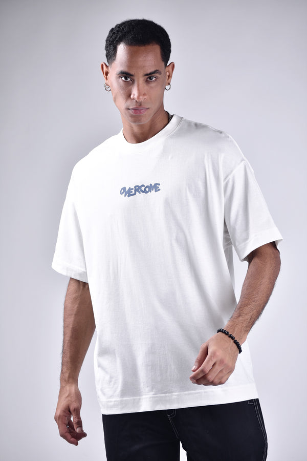 Camiseta Oversized Overcome Embrace The Future Off White