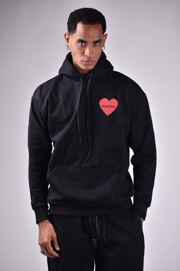 Moletom Overcome Canguru Red Heart Preto