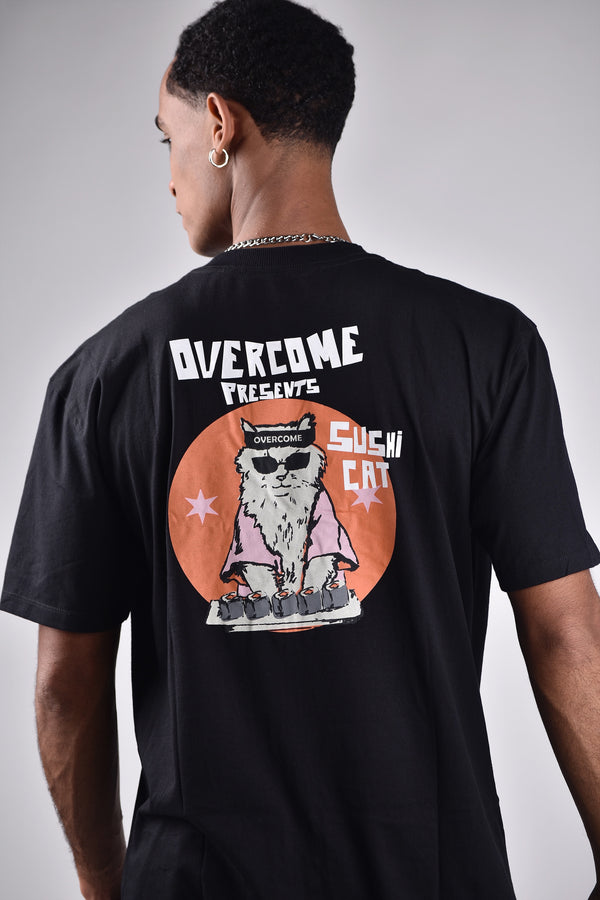 Camiseta Overcome Sushi Cat Preta