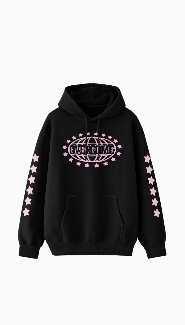 Moletom Canguru Overcome Global Domination Preto/Pink-001