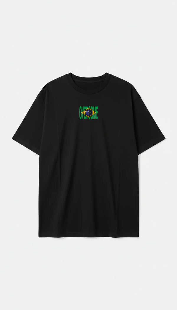 Camiseta Oversized Overcome Brasil Flag Preta-001