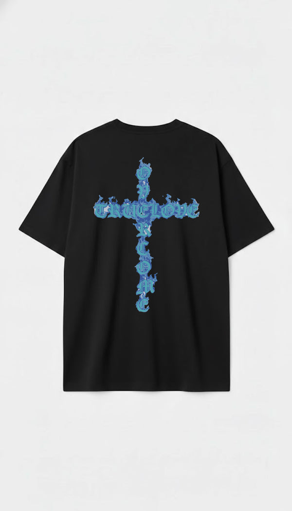 Camiseta Oversized Overcome Fire Cross Preta-001