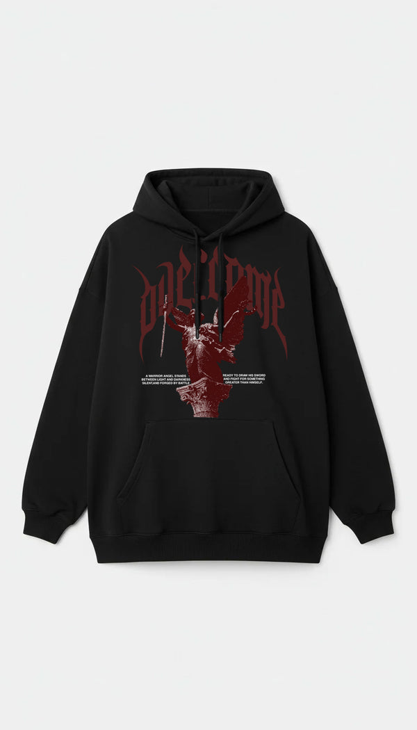 Moletom Overcome Canguru Dark Angel Preto/Vermelho-001