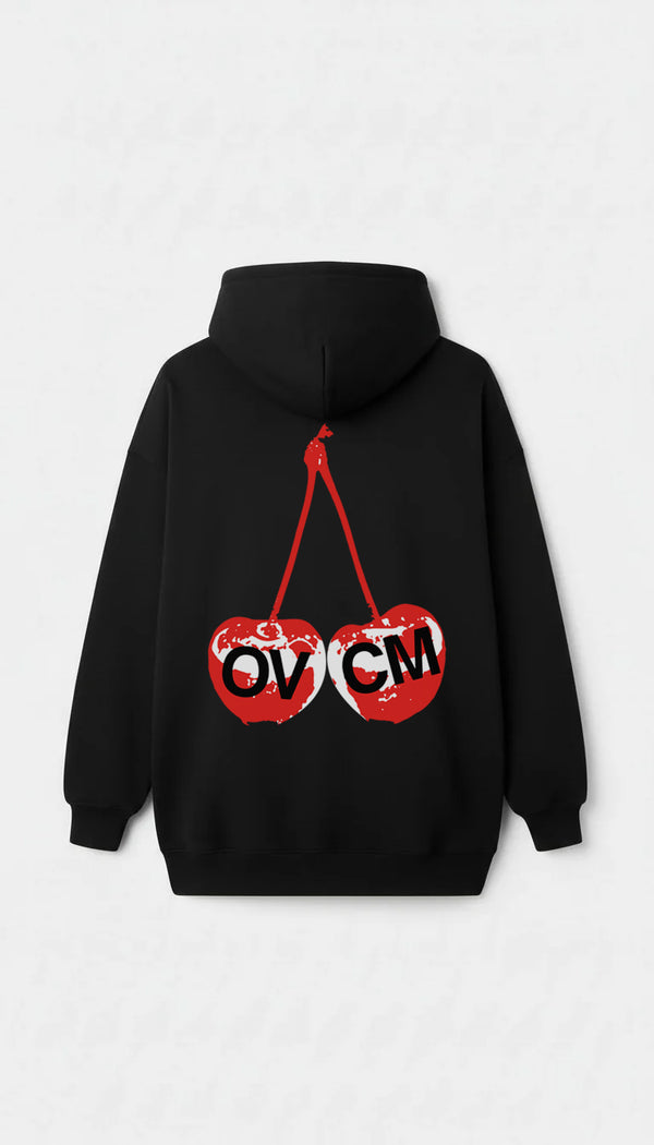 Moletom Overcome Canguru Cherry Preto-001