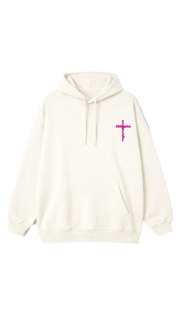 Moletom Canguru Overcome  Fire Cross Off White/Pink-001