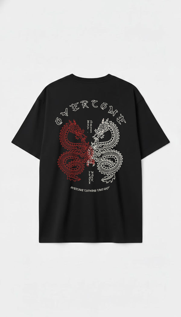 Camiseta Overcome Oversized Oriental Dragon Preta-001