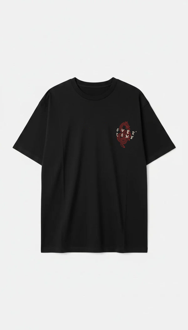 Camiseta Overcome Oversized Oriental Dragon Preta-001