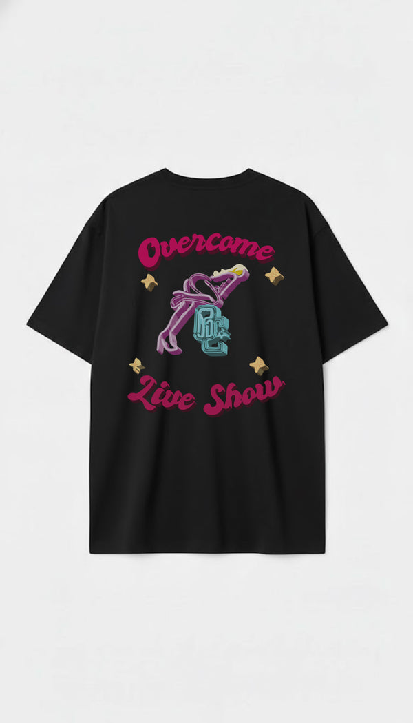 Camiseta Oversized Overcome Neon Girl Preta-001
