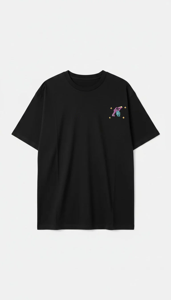 Camiseta Oversized Overcome Neon Girl Preta-001