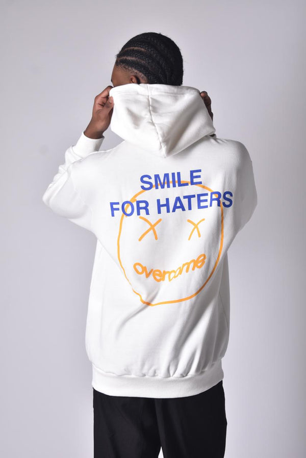 Moletom Overcome Canguru Smile For Haters 2.0 Off White