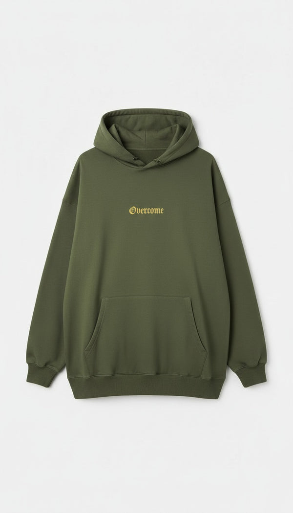 Moletom Overcome Canguru New Script Verde Militar/Amarelo-001