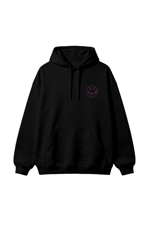 Moletom Overcome Canguru "Smile For Haters" Preto/Roxo-001