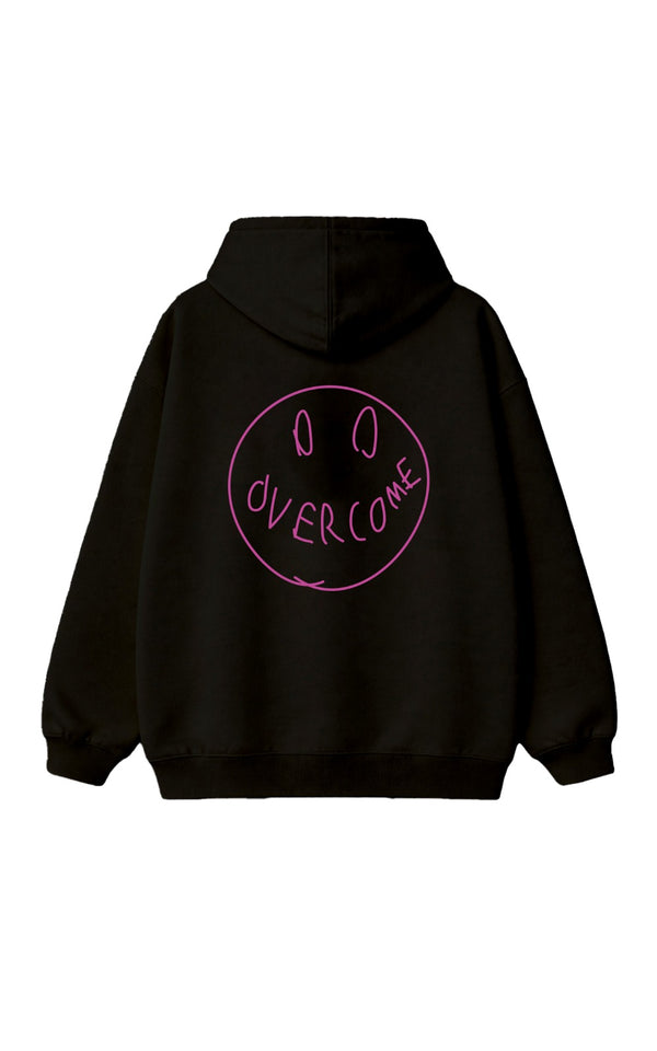 Moletom Overcome Canguru "Smile For Haters" Preto/Roxo-001