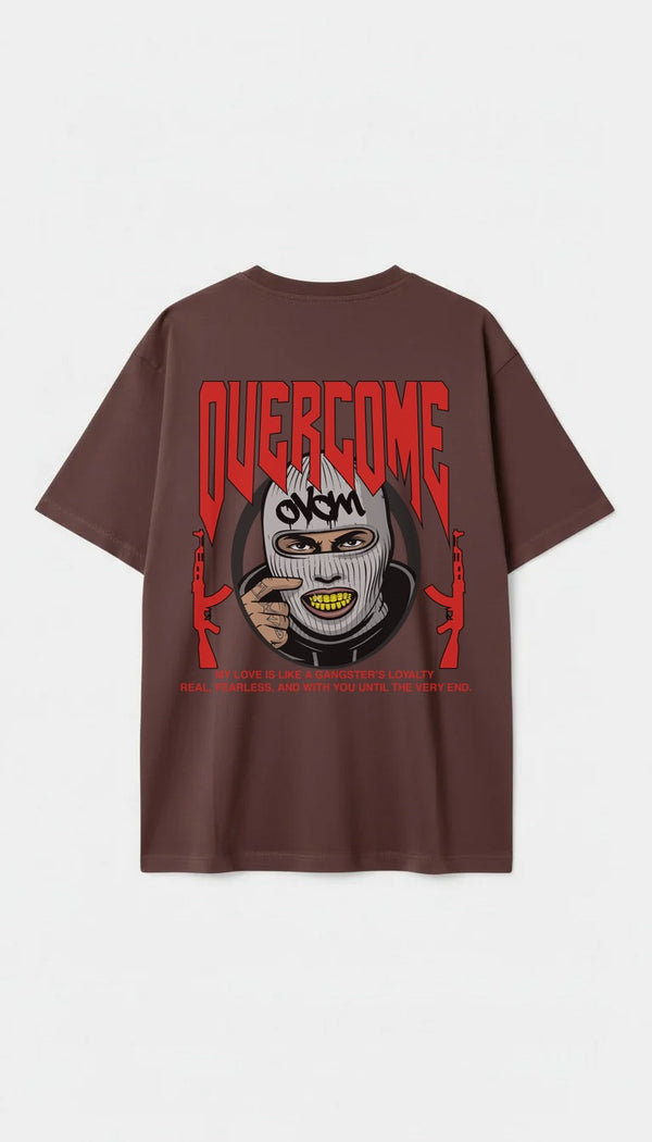 Camiseta Oversized Overcome Gangster Marrom-001