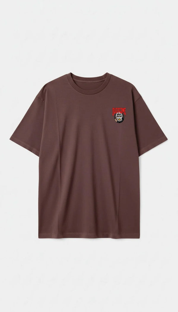 Camiseta Oversized Overcome Gangster Marrom-001