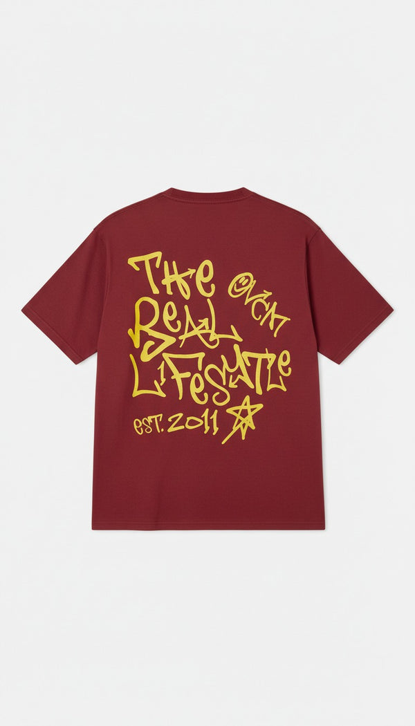 Camiseta Overcome New Grafitti Bordo/Amarela-001