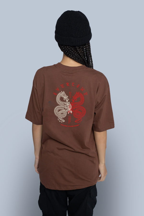Camiseta Overcome Oriental Dragon Marrom