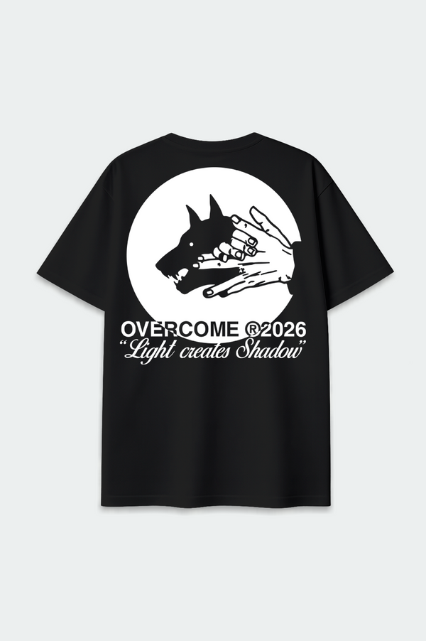 Camiseta Oversized Overcome Light Creates Shadow Preta-001