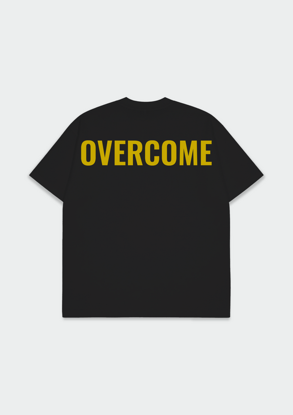 Camiseta Oversized Overcome Big Script Preta/Amarela-001