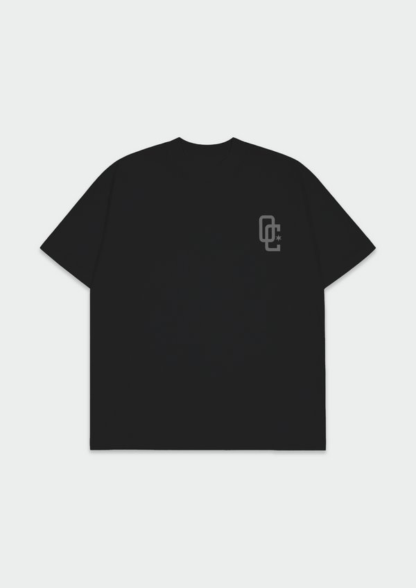 Camiseta Oversized Overcome Big Script Preta/Chumbo-001