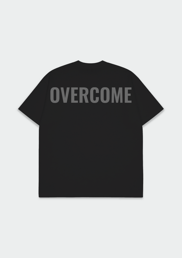 Camiseta Oversized Overcome Big Script Preta/Chumbo-001