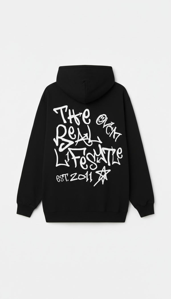 Moletom Overcome Canguru New Grafitti Preto/Branco-001