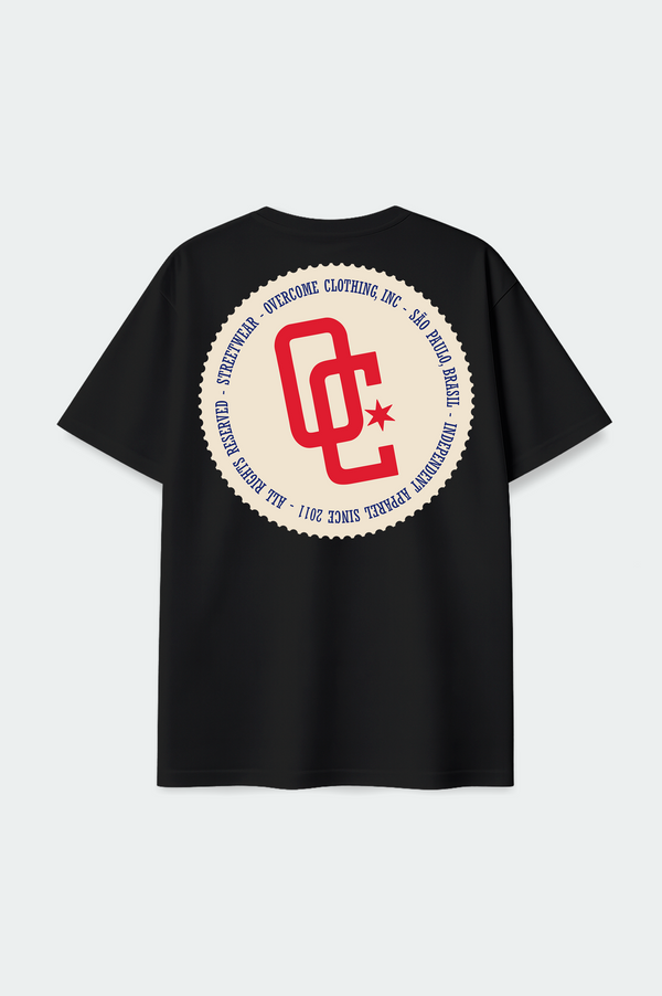 Camiseta Overcome Oversized Sticker Preta-001