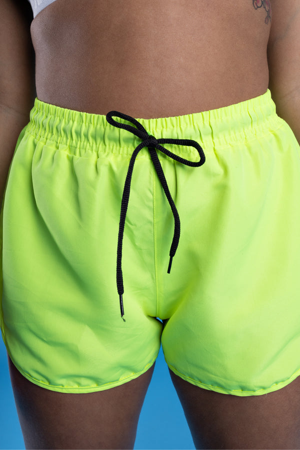 Swimming Shorts Overcome Feminino OC Logo Amarelo Flúor