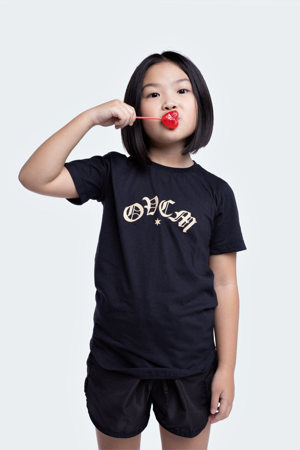 Camiseta Overcome Kids Old Letters Preta