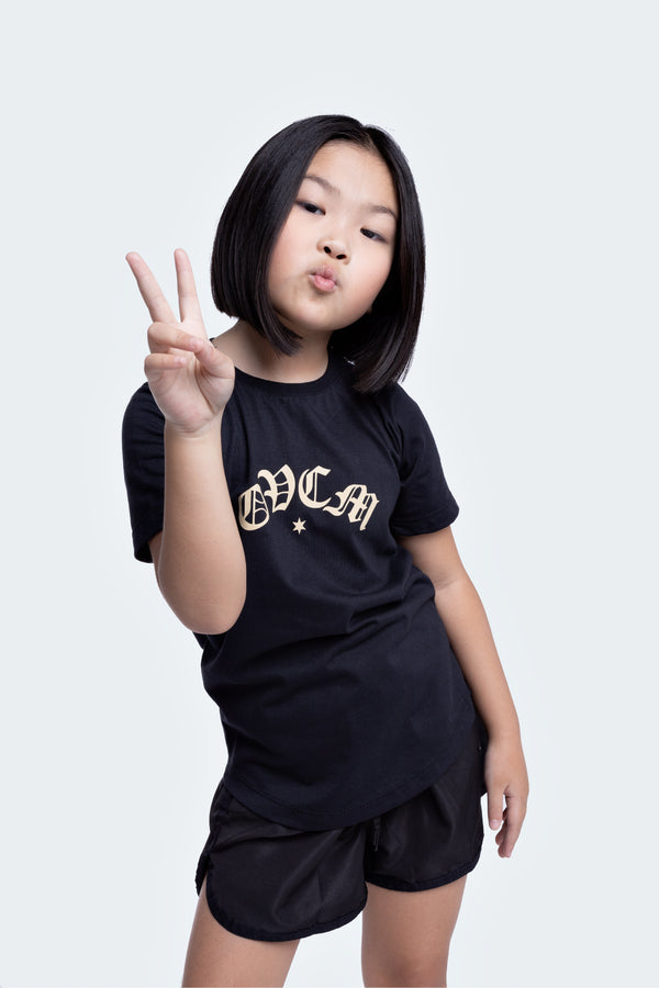 Camiseta Overcome Kids Old Letters Preta