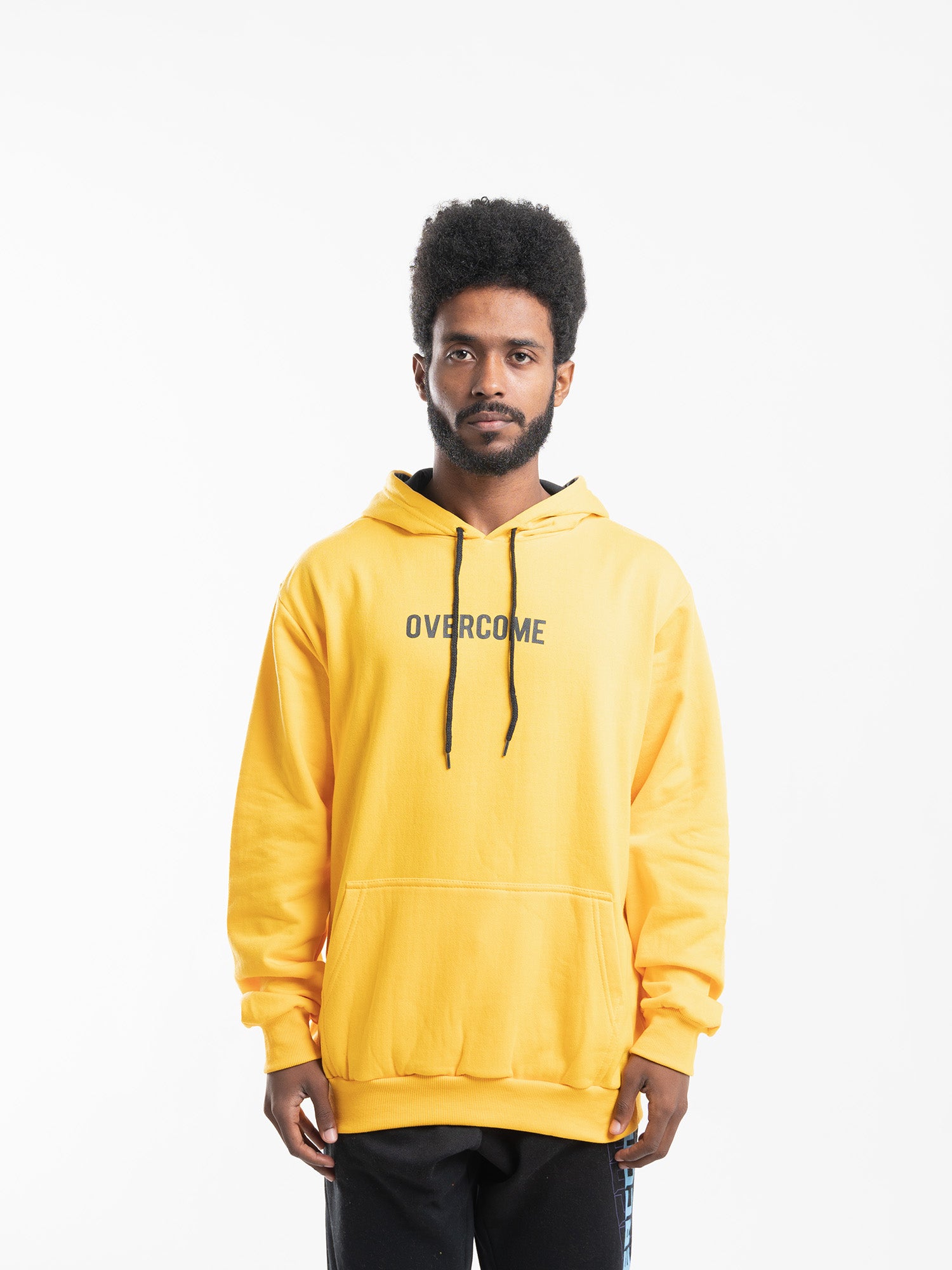 Blusa Sale Moletom Amarelo Overcome Overcome Canguru Script Roses