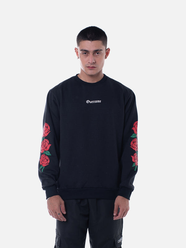 Moletom Overcome Careca "Script Roses" Preto-001