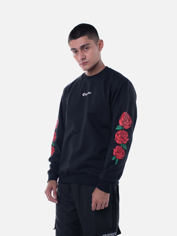 Moletom Overcome Careca "Script Roses" Preto-001
