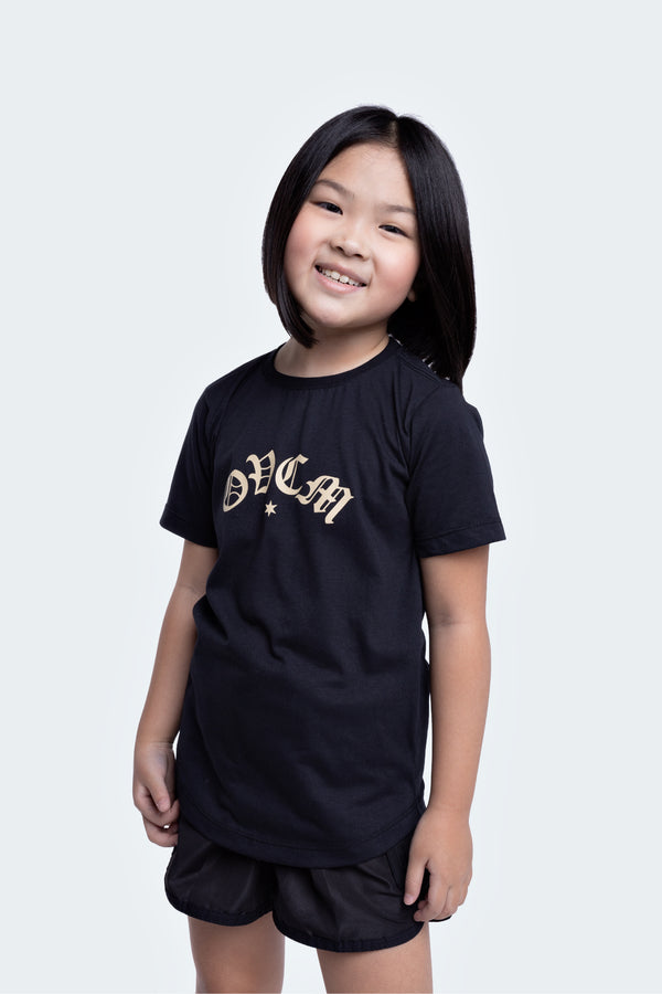 Camiseta Overcome Kids Old Letters Preta