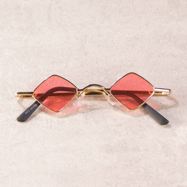 Óculos Vintage "Diamond" Dourado/Rosa