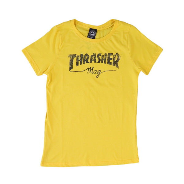 Camiseta Thrasher Feminina "Mag Logo" Amarela