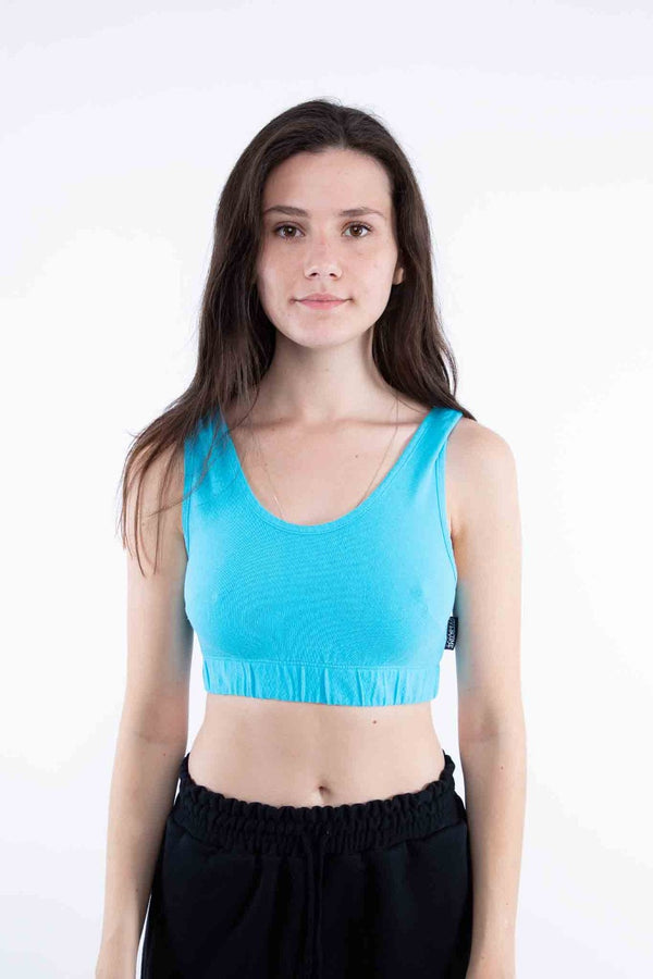 Top Overcome Essentials Azul Turquesa