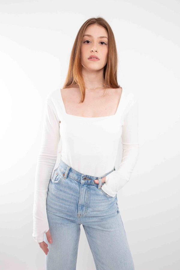 Body Overcome Manga Longa Liso Off White