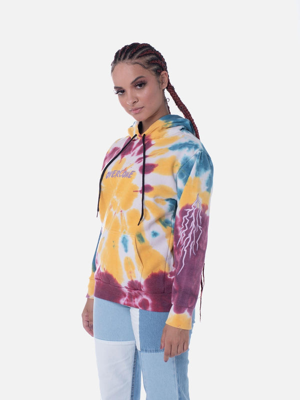 Moletom Overcome Canguru Lightning Tie Dye Roxo/Azul/ Amarelo