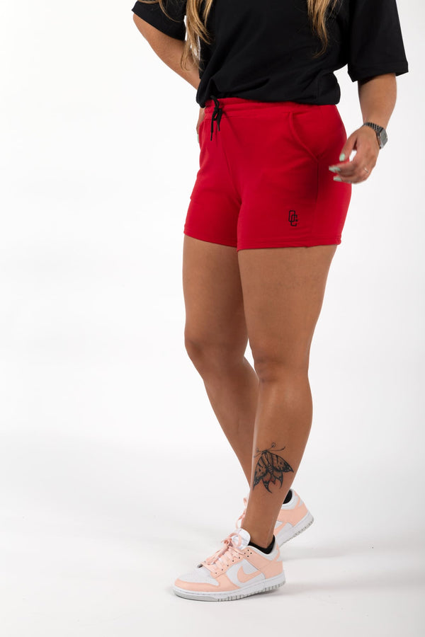 Shorts Overcome Feminino Moletom Logo Vermelho