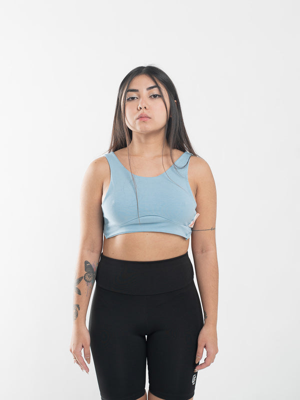 Cropped Overcome Fecho Traseiro Azul