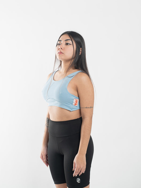 Cropped Overcome Fecho Traseiro Azul